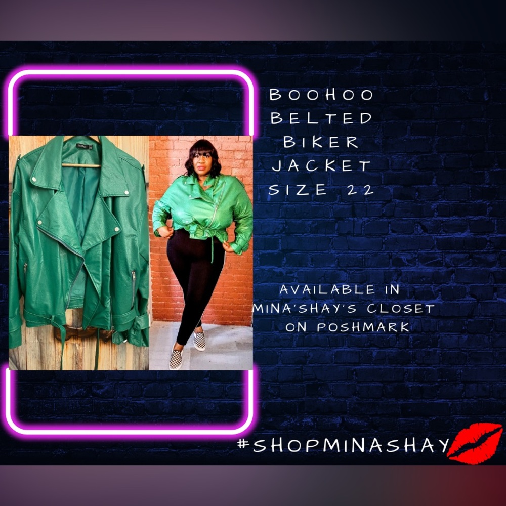 Boohoo Belted Biker Jacket (plus size)